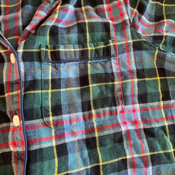 Lands’ End Boys’ Red Plaid Flannel Pajama Long Sleeve Button Front 10 -12 cotton - Picture 3 of 4